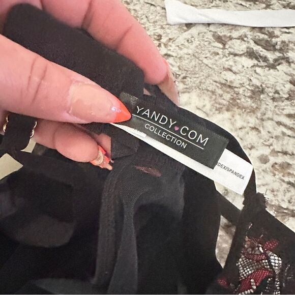 NWOT Yandy sheer black underwire chemise bow ribbon Sz S/M lingerie bondage - Picture 3 of 7